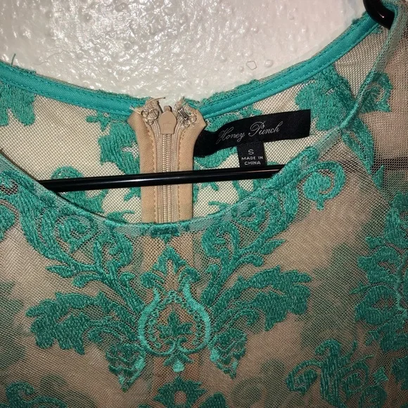 Teal lace one piece dress Size 17” Pit 2 Pit 34”Length. - Picture 6 of 6